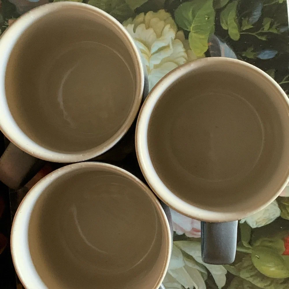 Set of Three Gray Ceramic Mugs